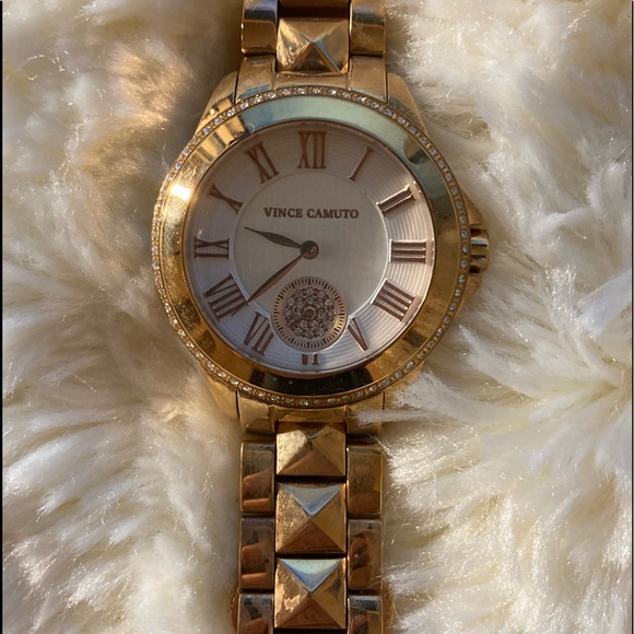 Vince Camuto Genuine Crystal Accented Gold Watch - Picture 6 of 8